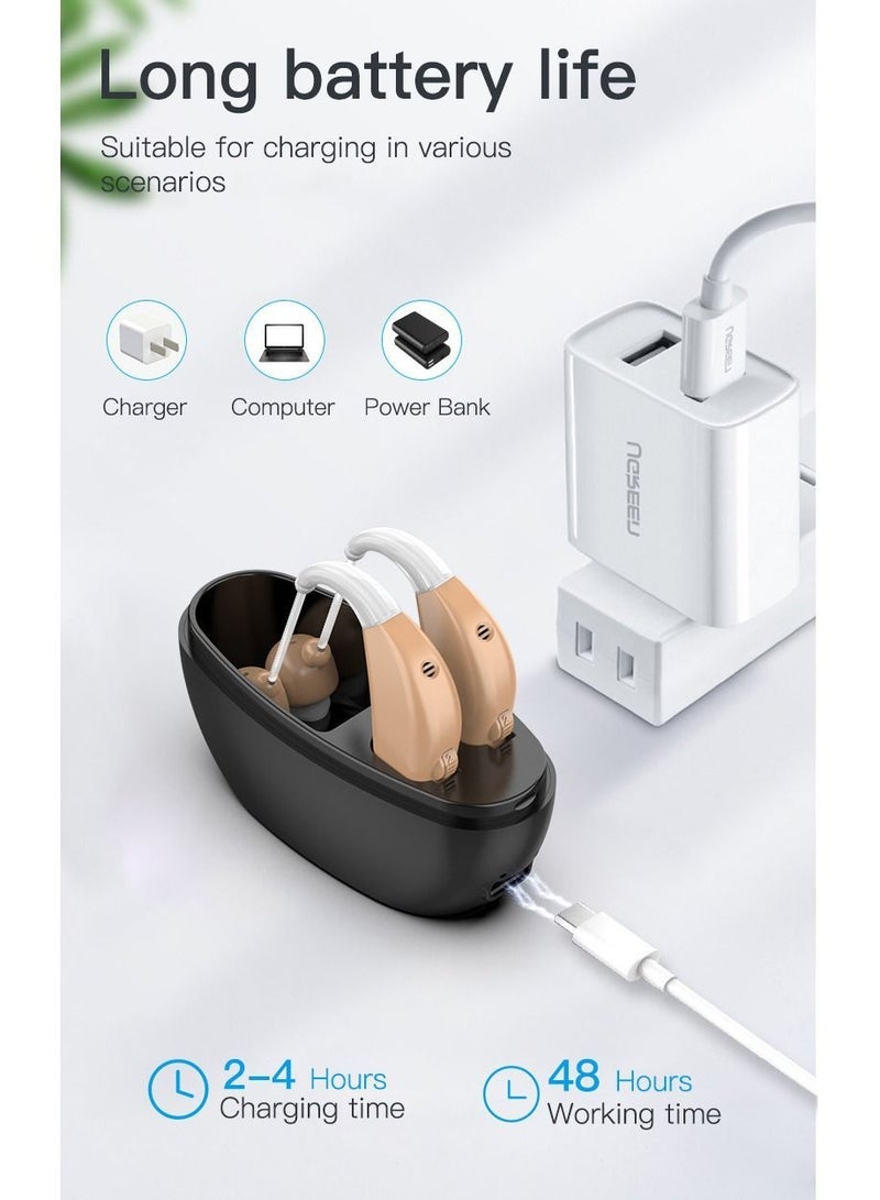 general Rechargeable BTE Hearing Aid Mini Ear Hearing Amplifier Adjustable Tone Sound Amplifier Hearing Device for Seniors - Image 3