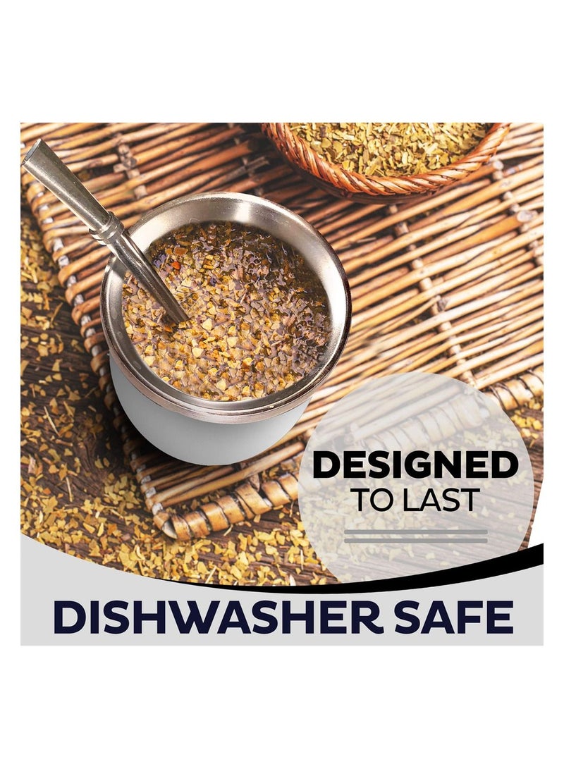 KASTWAVE Yerba Mate Tea Cup 230ml White Color Stainless Steel Double Walled Easy Wash Household Insulation Cup Mate Gourds For Yerba Mate Loose Leaf Drinking With Bombilla Straw - Image 5