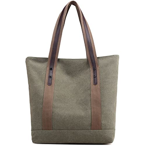 Sunshinejing Women's Canvas Shoulder Bags Retro Casual Handbags Work Tote Purses (Grey) One Size - Image 1
