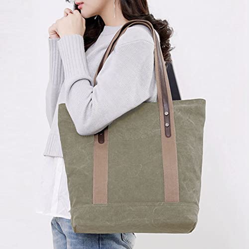 Sunshinejing Women's Canvas Shoulder Bags Retro Casual Handbags Work Tote Purses (Grey) One Size - Image 5
