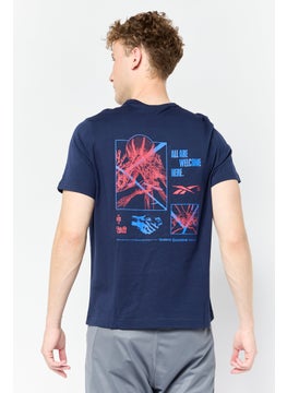 Reebok Men Sportswear Fit Short Sleeve Outdoor T Shirt, Navy  - Image 4