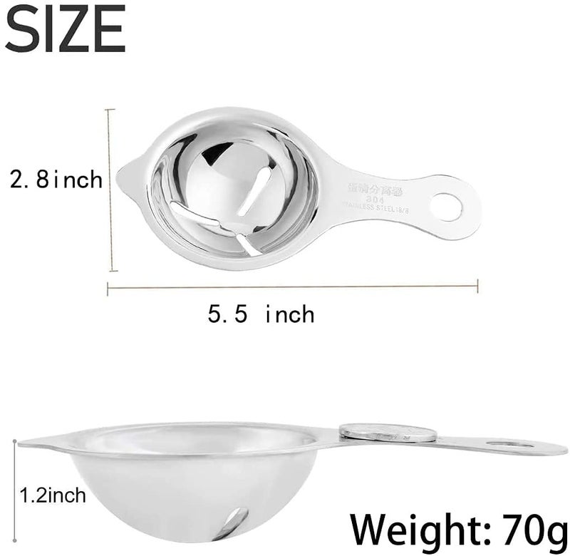 Primetan Stainless Steel 304 Grade Egg Separator Egg Yolk White Separator Egg Strainer Filter Kitchen Bake ToolDishwasher Safe Pack of 1 PCS - Image 2