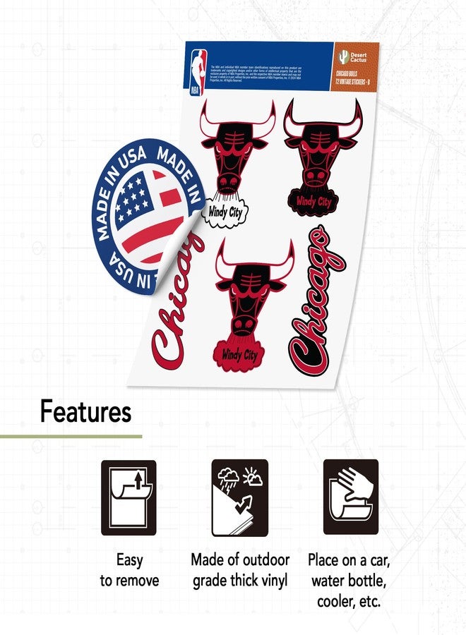 Desert Cactus Chicago Bulls Sticker NBA Officially Licensed Vinyl Decal Laptop Water Bottle Car Scrapbook (Vintage T2-B) - Image 5