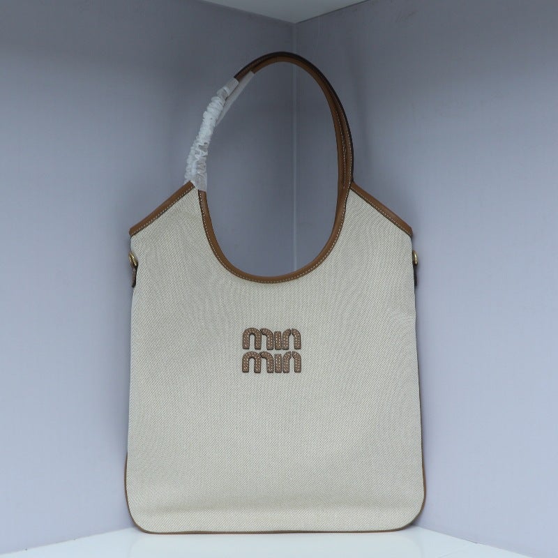 2024 New Lazy Style Large Hobo Tote Bag for Women apricot cloth leather 