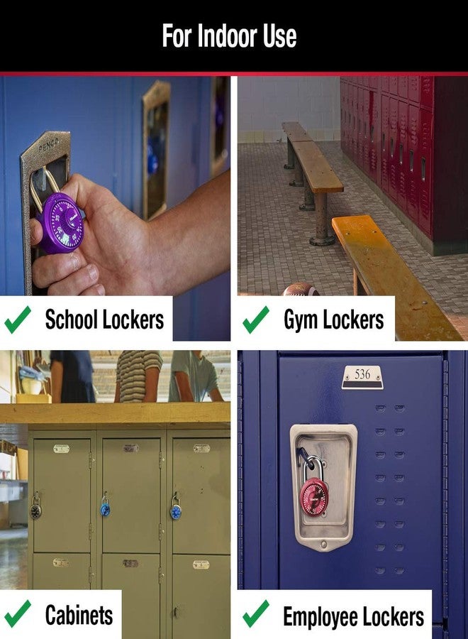 Master Lock Padlock, Mini Dial Combination Lock for Gym or School Lockers, Small Lock is 1-9/16 Inches Wide, Color Assortment Pack, (Pack of 3), 1533TRI - Image 3