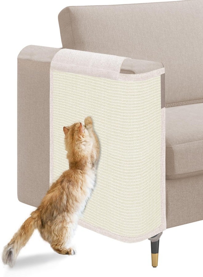 Oroonoko Cat Scratch Sofa Protector,23.6" L*19.7" W Cat Scratch Furniture Protector Pad, Couch Arm Sheild with Natural Sisal for Protecting Couch Sofa Chair Furniture(Beige/Right Handed) - Image 1