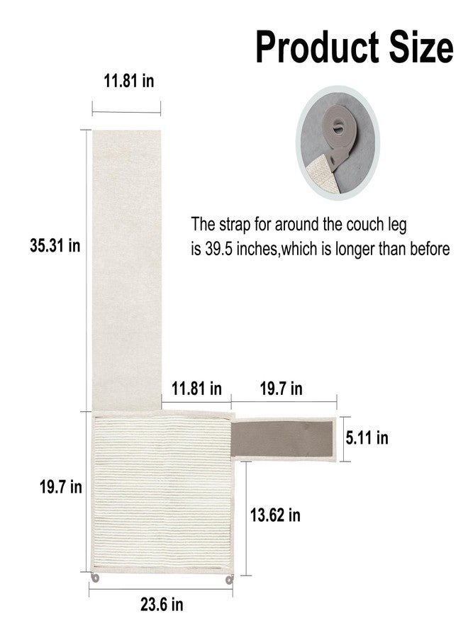 Oroonoko Cat Scratch Sofa Protector,23.6" L*19.7" W Cat Scratch Furniture Protector Pad, Couch Arm Sheild with Natural Sisal for Protecting Couch Sofa Chair Furniture(Beige/Right Handed) - Image 2