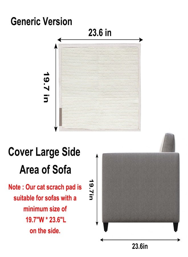 Oroonoko Cat Scratch Sofa Protector,23.6" L*19.7" W Cat Scratch Furniture Protector Pad, Couch Arm Sheild with Natural Sisal for Protecting Couch Sofa Chair Furniture(Beige/Right Handed) - Image 3