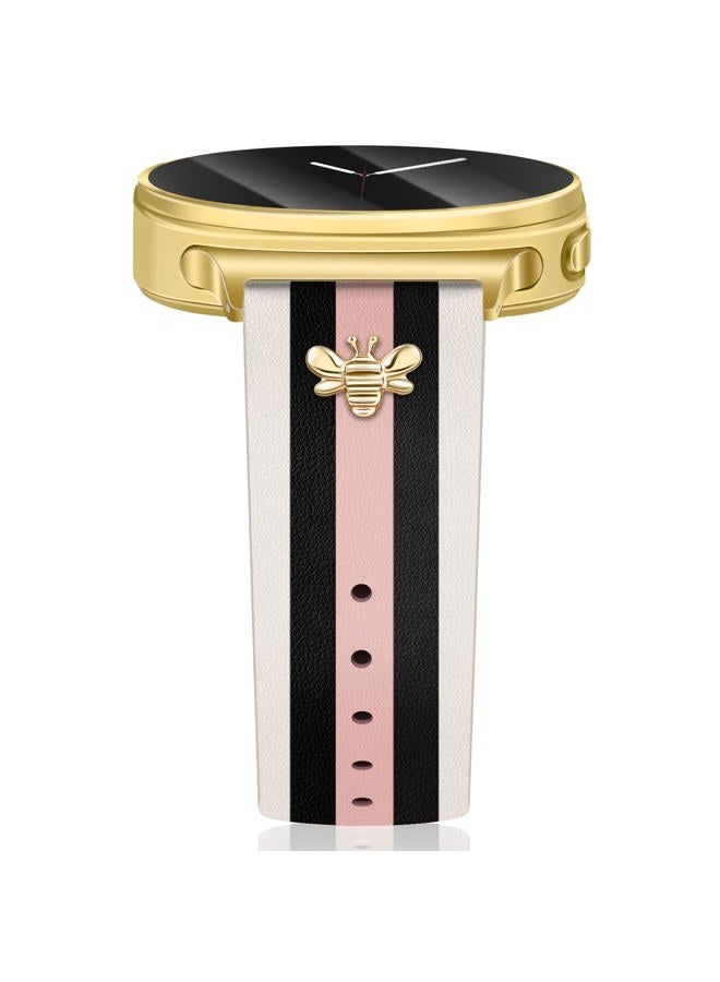 MOINSPIRE Designer Leather Bands with Charms Compatible with Samsung Galaxy Watch 8 40mm 44mm/8 Classic 46mm, Dressy Top Grain Leather Bracelet Pretty Fancy Elegant Adjustable Strap for Women and Men - Image 1