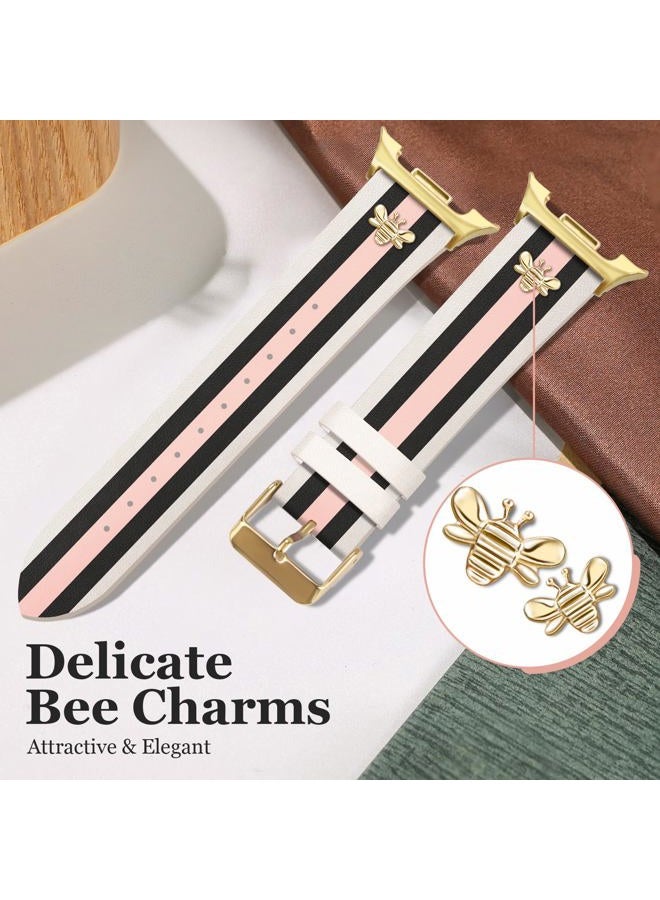 MOINSPIRE Designer Leather Bands with Charms Compatible with Samsung Galaxy Watch 8 40mm 44mm/8 Classic 46mm, Dressy Top Grain Leather Bracelet Pretty Fancy Elegant Adjustable Strap for Women and Men - Image 5
