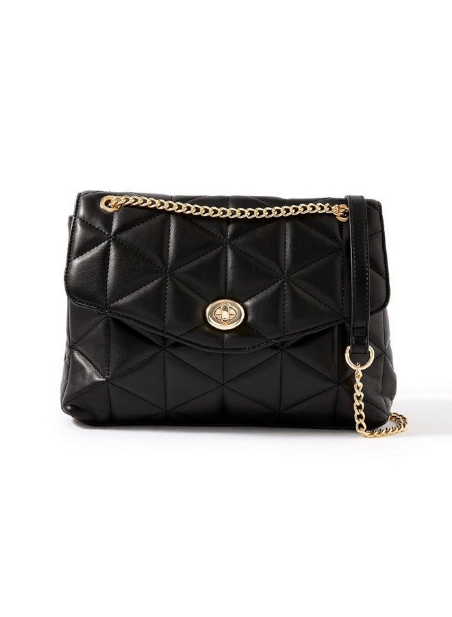 Accessorize London Women's Black Faux Leather Eva Quilt Shoulder Sling bag| Crossbody Bag for Parties| Functions| College |Office - Image 1