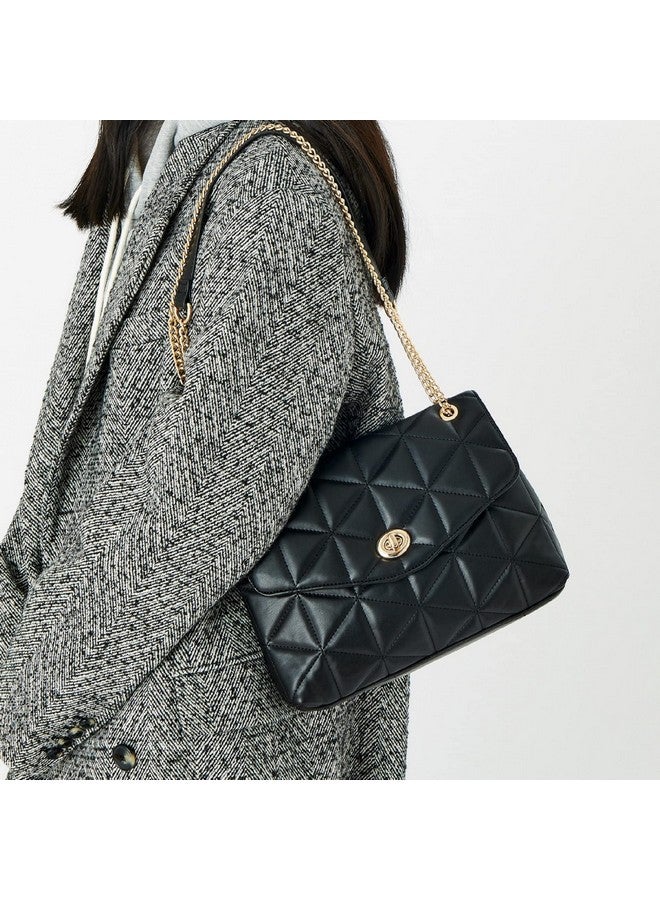 Accessorize London Women's Black Faux Leather Eva Quilt Shoulder Sling bag| Crossbody Bag for Parties| Functions| College |Office - Image 3