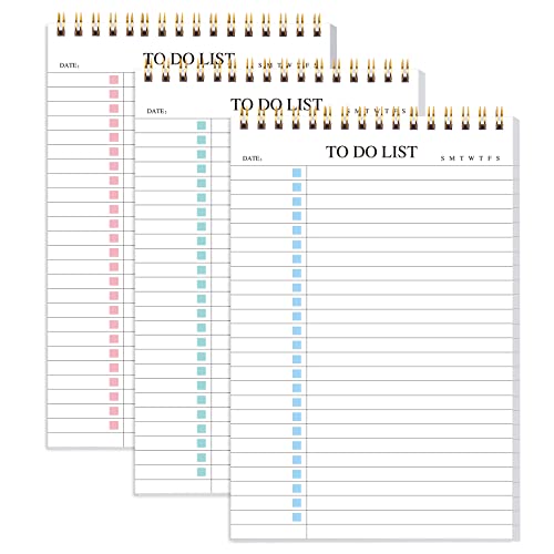 KAICN To Do List Notepad 3 Pack, Undated Daily Planner Notepad With To Do List Notebook Checklist Planner Spiral Waterproof Notepad for Office Supplies, School Planner, 52 Sheets/Pack, 5.5"*8.3" A5 Size - Image 1