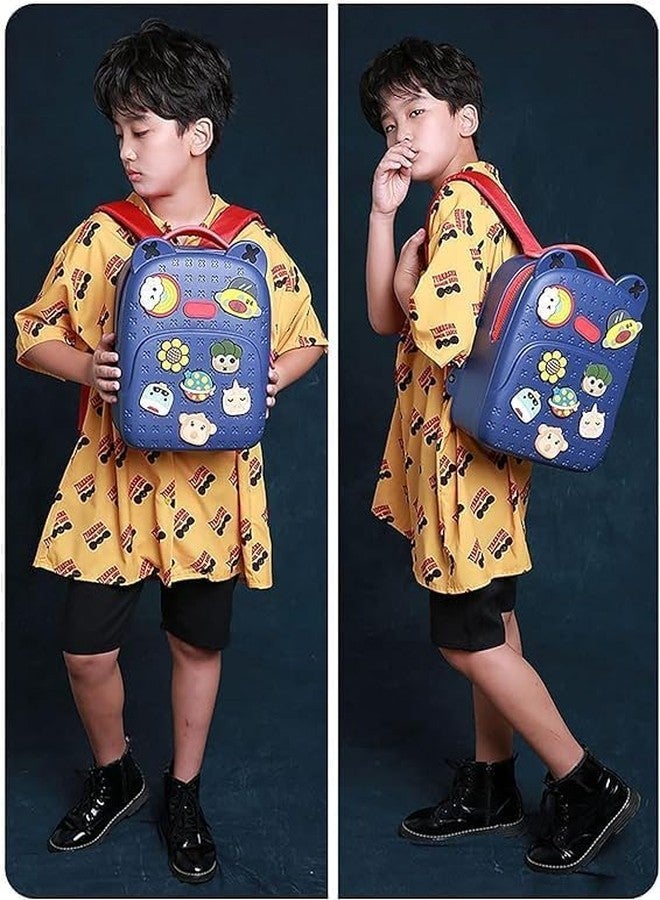 RAHU Water Resistant Kids Backpack Light Weight School Bookbag Unisex Stylish Bag for Children Age 3-12 Years Old, with DIY Patches, Durable (Blue) - Image 5