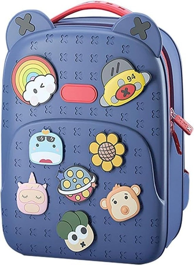 RAHU Water Resistant Kids Backpack Light Weight School Bookbag Unisex Stylish Bag for Children Age 3-12 Years Old, with DIY Patches, Durable (Blue) - Image 3