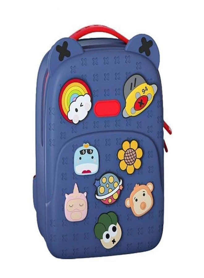 RAHU Water Resistant Kids Backpack Light Weight School Bookbag Unisex Stylish Bag for Children Age 3-12 Years Old, with DIY Patches, Durable (Blue) - Image 1