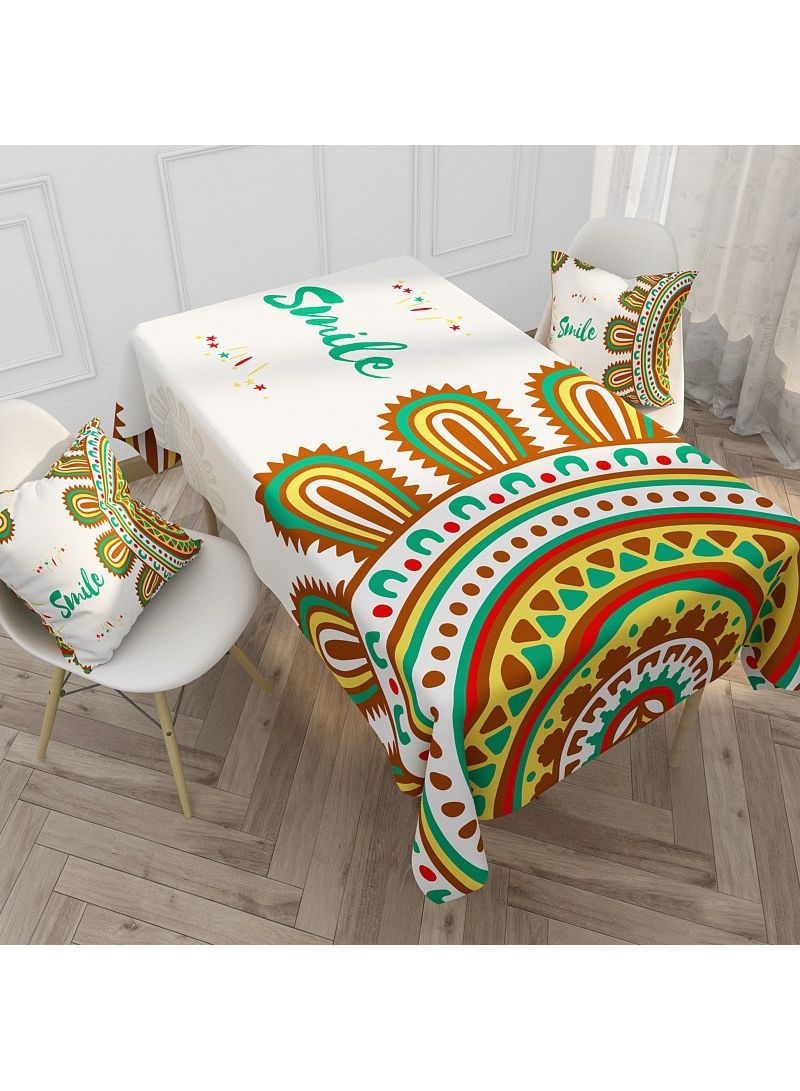 NIBEMINENT Fashion National Style Elements Printed Waterproof Tablecloth Multicolour 140x180cm - Image 1