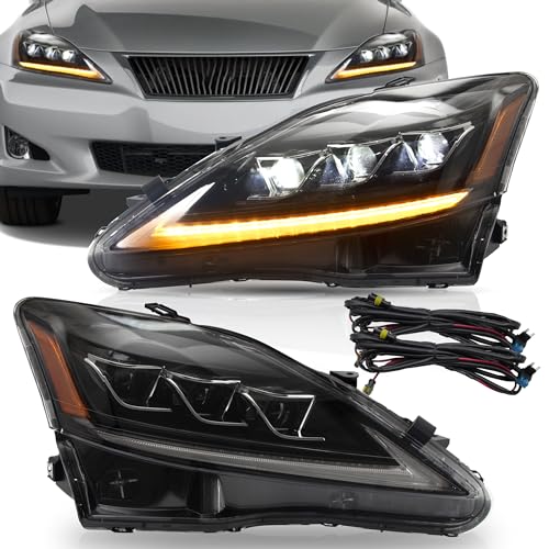 VLAND Headlights Assembly Fit for IS250/ IS250C IS350 IS350C IS220d 2006-2012, ISF 2008-2014 W/DRL, LED Front light with Sequential Turn Signal, Plug-n-Play Amber Headlamp - Image 1