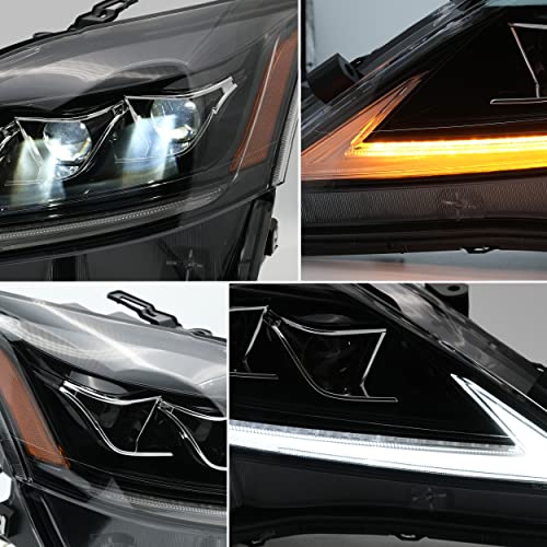 VLAND Headlights Assembly Fit for IS250/ IS250C IS350 IS350C IS220d 2006-2012, ISF 2008-2014 W/DRL, LED Front light with Sequential Turn Signal, Plug-n-Play Amber Headlamp - Image 4