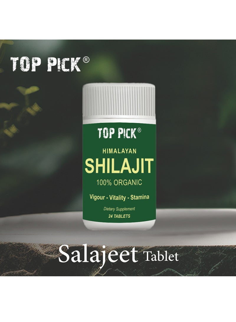 Top Pick 100% Natural Himalayan Shilajit, Boost Stamina & Improve Health, Dietary Supplement, 24 Tablets
