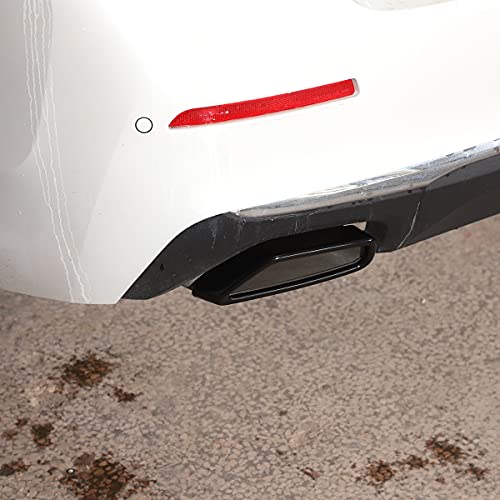 Yiwang Black Stainless Steel Pipe Throat Exhaust Outputs Tail Frame Trim Cover 2Pcs For BMW 5 Series G30 G38 2018-2021 Car Accessories (Black) - Image 4