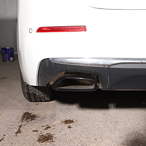 Yiwang Black Stainless Steel Pipe Throat Exhaust Outputs Tail Frame Trim Cover 2Pcs For BMW 5 Series G30 G38 2018-2021 Car Accessories (Black) - Image 3