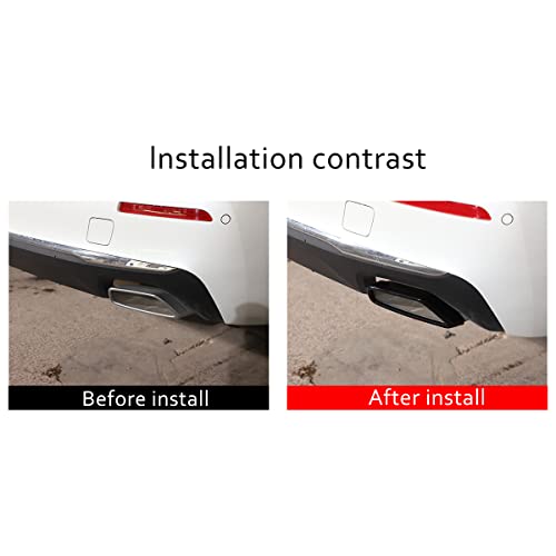 Yiwang Black Stainless Steel Pipe Throat Exhaust Outputs Tail Frame Trim Cover 2Pcs For BMW 5 Series G30 G38 2018-2021 Car Accessories (Black) - Image 2
