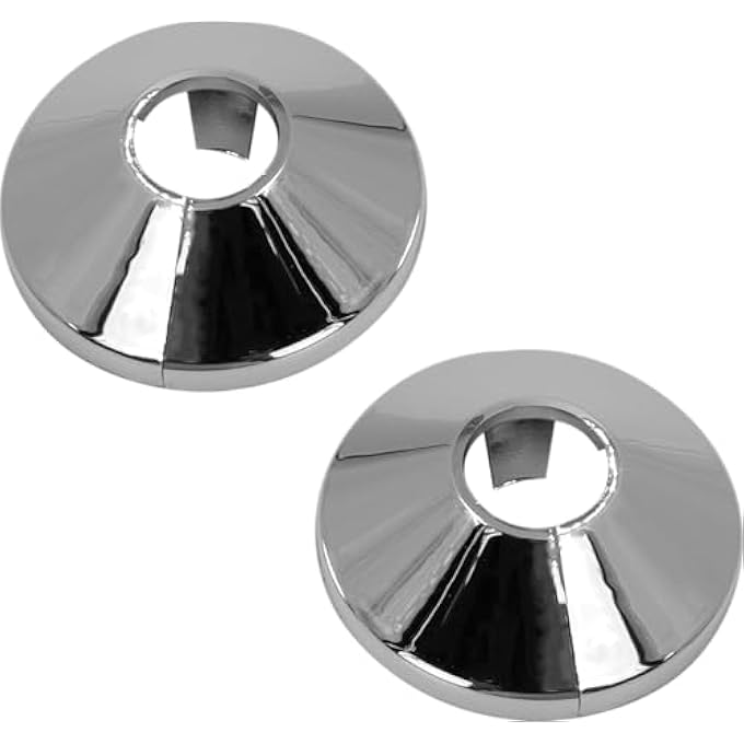 2 CHROME RADIATOR PIPE COLLARS -15MM RADIATOR PIPE COVERS, ELECTROPLATED CHROME FINISH, VALVE CAPS, RAD SNAPS - Image 2