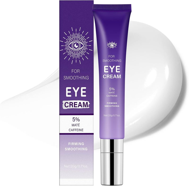 Caffeine Eye Cream Hyaluronic Acid Under Eye Cream for Dark Circles Puffy Eyes Under Eye Bags Wrinkles Fine Lines Hydrating Under Eye Creams for All Skin Types 20g