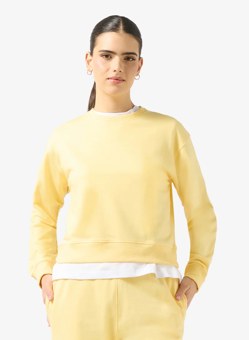 جينجر بيسيكس Cotton Oversize Crew Neck Essential Sweatshirt