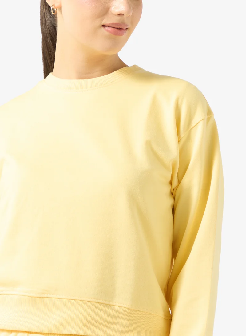 جينجر بيسيكس Cotton Oversize Crew Neck Essential Sweatshirt