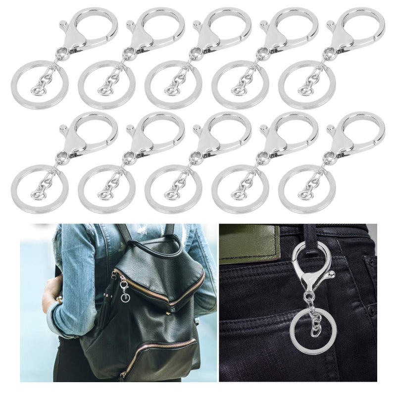 Silver Lobster Claw Clasps 10Pcs Keychain Hooks for Jewelry Making and Crafts - Image 4