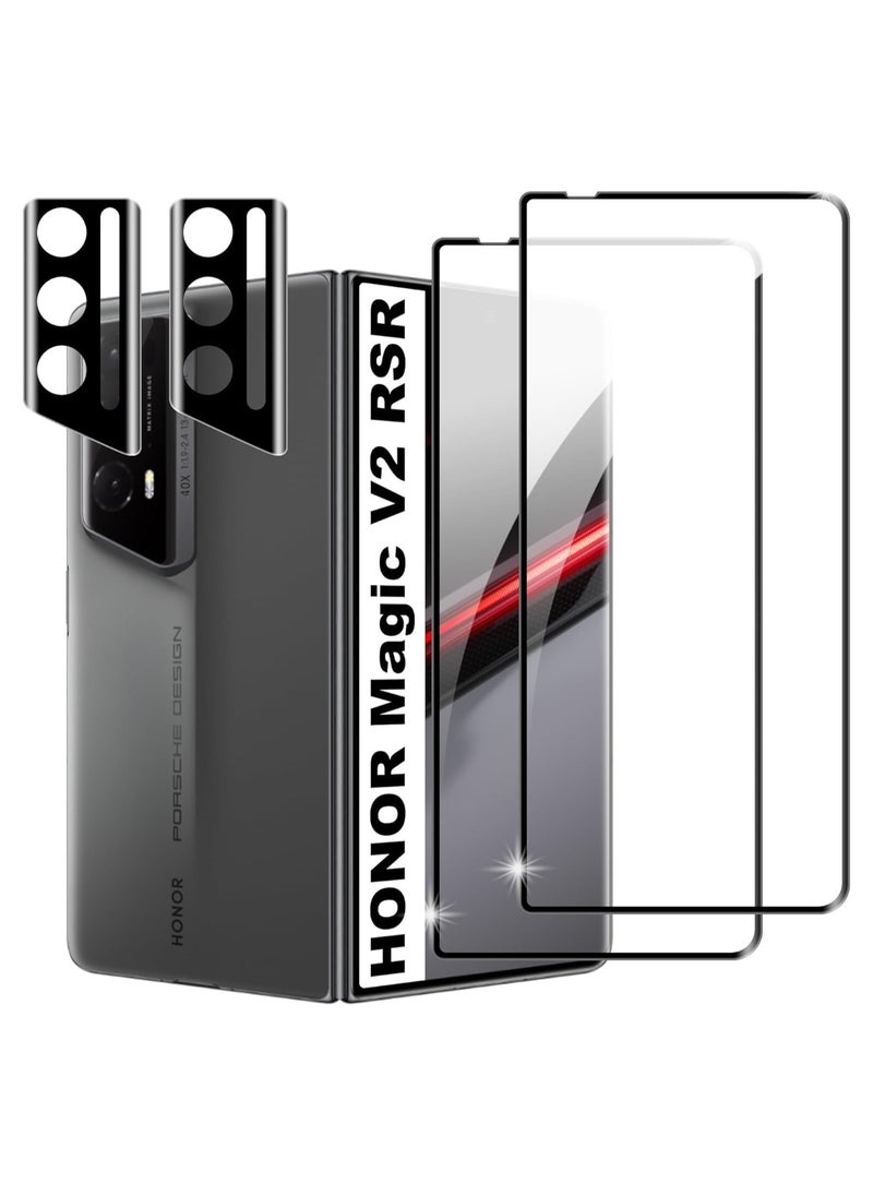 General Tempered Glass Compatible with Honor Magic V2 RSR Screen Protector, [2+2 Pack] Tempered Glass Camera Lens Protector & 9H Hardness HD Anti-Scratch Screen Protector  - Image 1