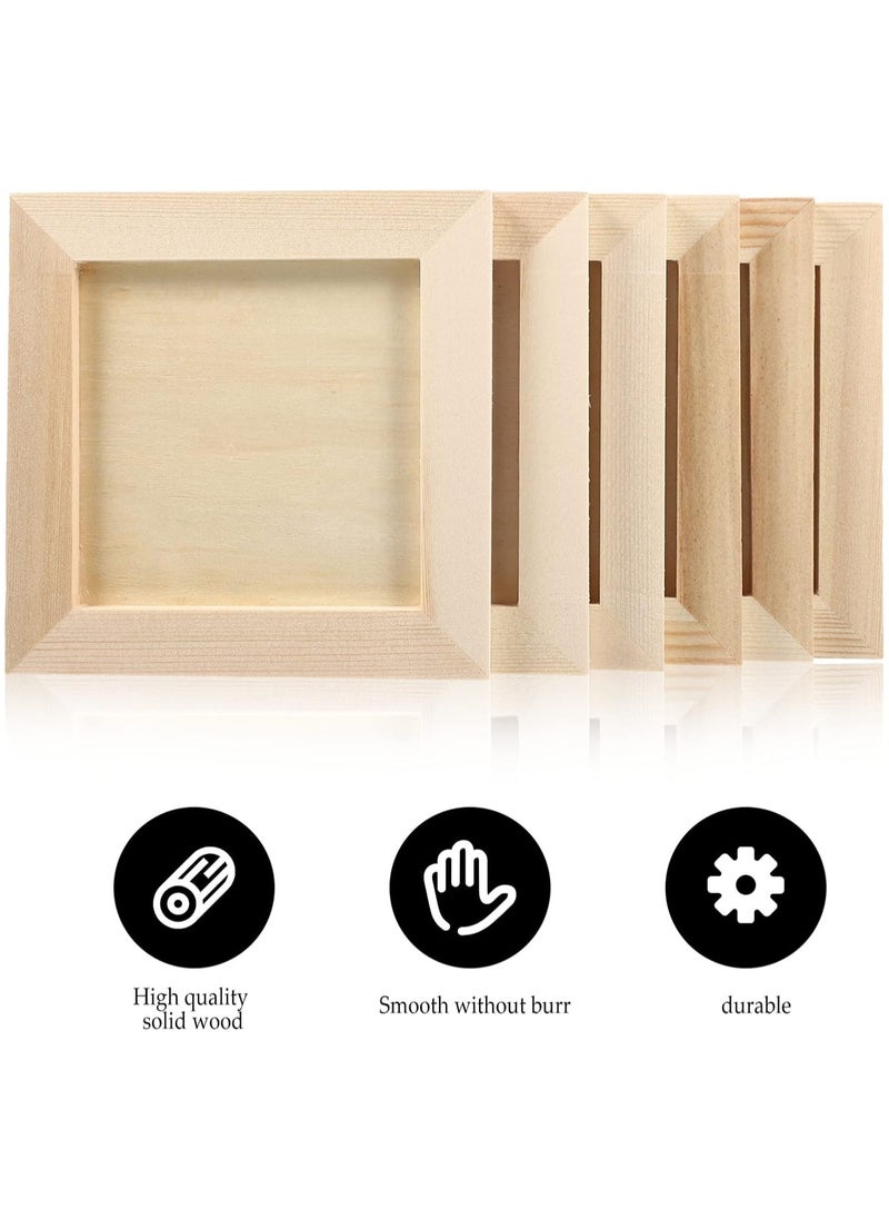 KASTWAVE - Wooden Picture Frames, Unleash Creativity with 6 DIY-Perfect 4.7x4.7 inch Unfinished Wood Photo Frames for Kids and Adults. Ideal for Arts, Crafts, and DIY Painting Projects - Image 1