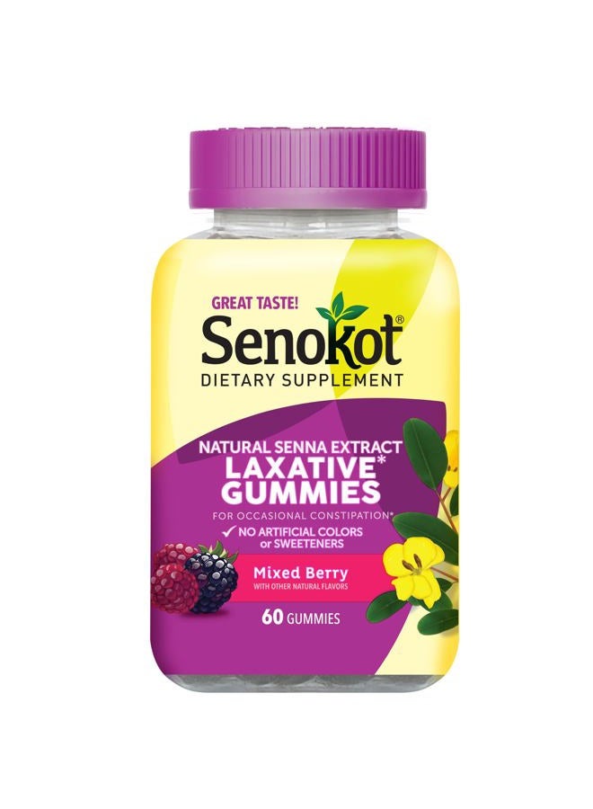 Senokot Dietary Supplement Laxative Gummies for Occasional Constipation Relief, Mixed Berry, 60 Count - Image 1