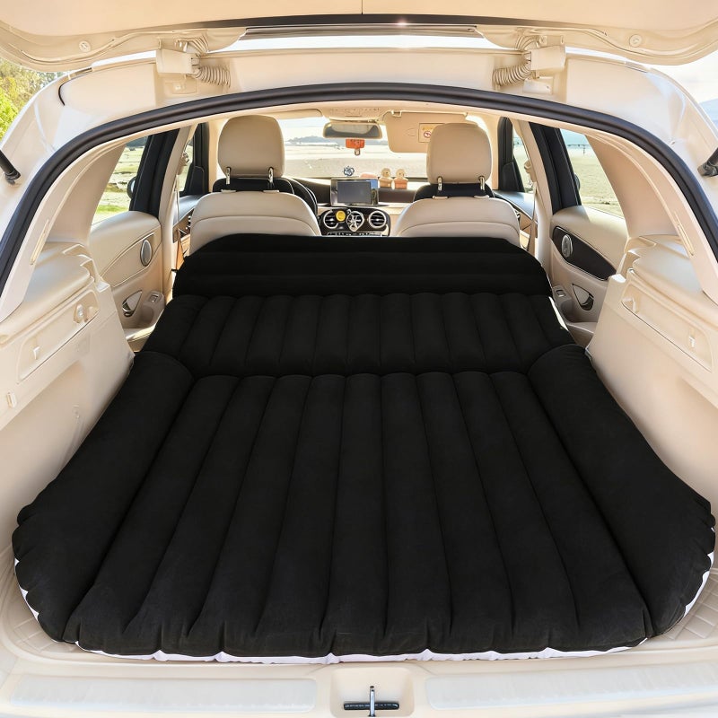 QDH SUV Car Air Mattress â€“ Inflatable Back Seat Bed with Electric Air Pump, Portable Camping Travel Sleeping Pad, Blow Up Car Bed (Black for SUV) - Image 1
