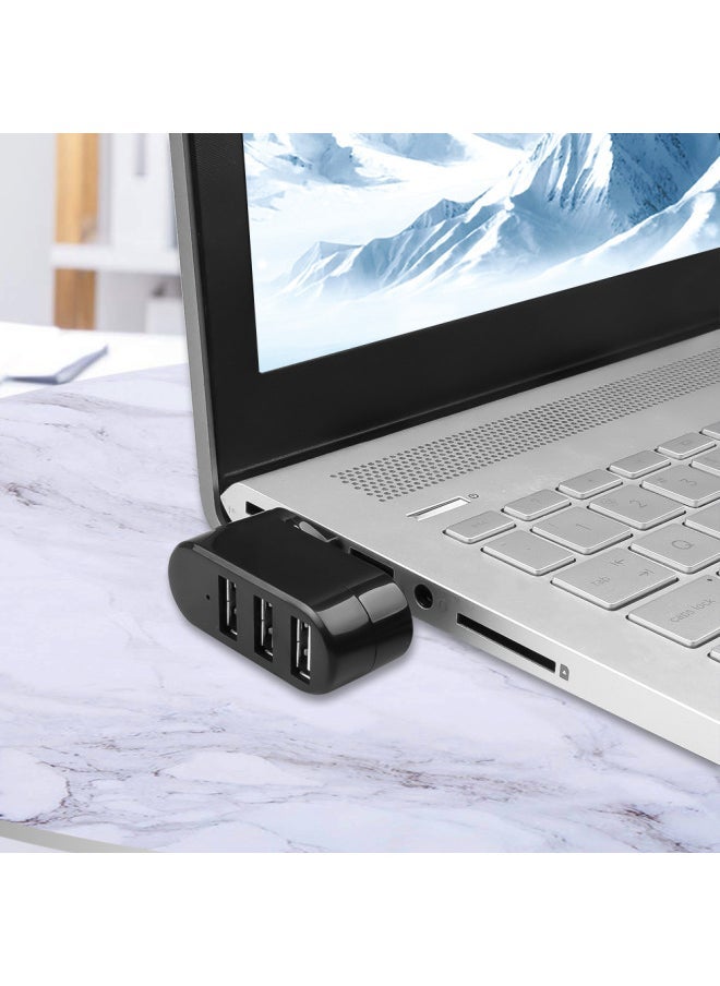 Rotating Mini USB 2.0 HUB 3 Port HUB Laptop Usb2.0 Expansion Splitter-Number Of Interfaces:Rotating 3-port Black Bag