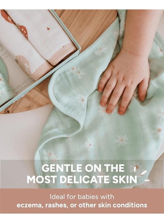 Nightingale Baby Washcloths, Rayon from Bamboo Baby Clothes Organic Wash Cloths with Cotton, Newborn Bath Essentials, Burping Cloths for Babies, Face Towels Reusable 12"x12" (Bee) - 6 Pack ( Bee-Fruit-Daisy (box)) - Image 3