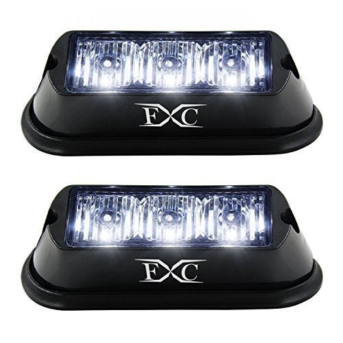 FXC (2PCS 3-LED Strobe Light White Waterproof Emergency Beacon Flash Lights,Purishion Caution Bar 12 Different Flashing Car SUV Pickup Truck Van - Image 1