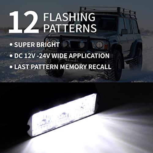 FXC (2PCS 3-LED Strobe Light White Waterproof Emergency Beacon Flash Lights,Purishion Caution Bar 12 Different Flashing Car SUV Pickup Truck Van - Image 2