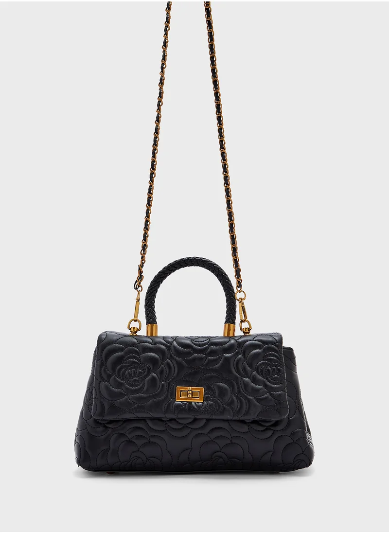 ELLA Floral Rose Embroidered Satchel Bag