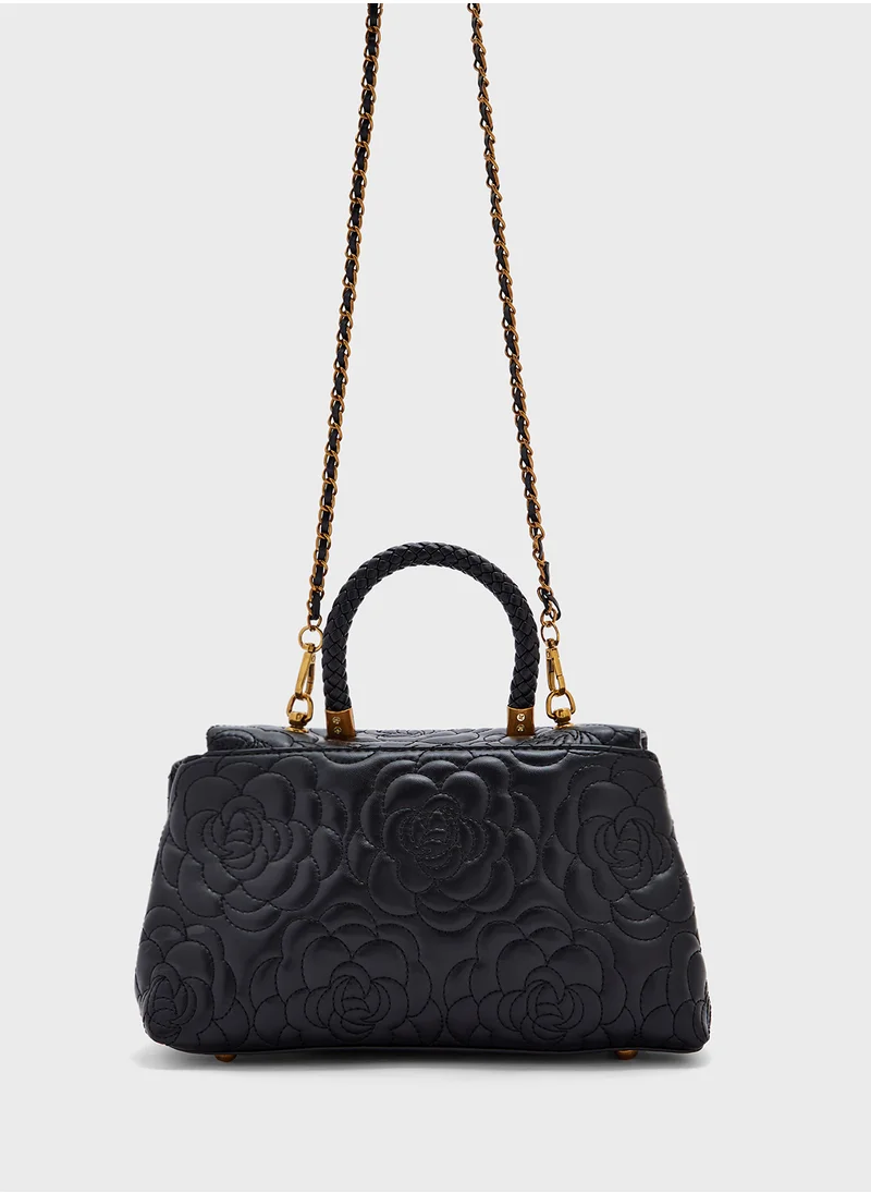 ELLA Floral Rose Embroidered Satchel Bag