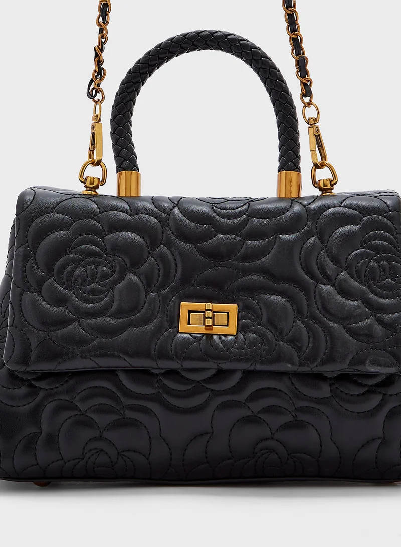 ايلا Floral Rose Embroidered Satchel Bag