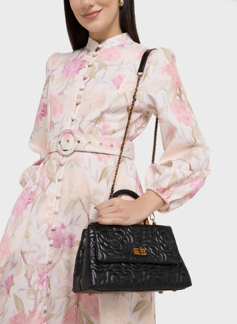 ايلا Floral Rose Embroidered Satchel Bag