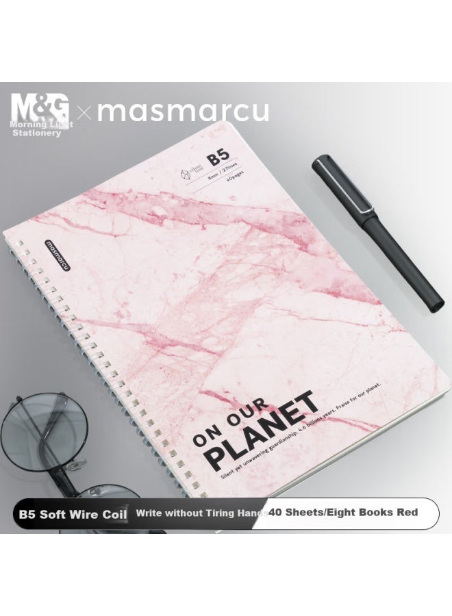 Masmarcu M&g Yanzhishang B5 Notebook, High-quality Simple Soft Spiral Notebook, Student Error Correction Journal, Study Supplies, Red, 1 Book, 40 Sheets, Xq027333 - Image 1