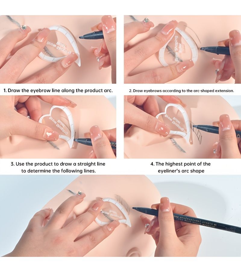 Heart Shaped Eyebrow Guide Ruler Stencil Kit For Perfect Brows - Image 5