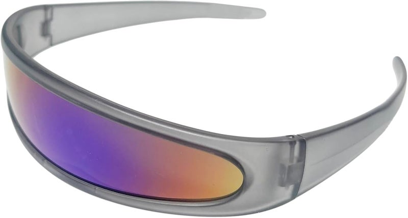 zeroUV Store - Futuristic Narrow Cyclops Color Mirrored Lens Visor Sunglasses - Image 2
