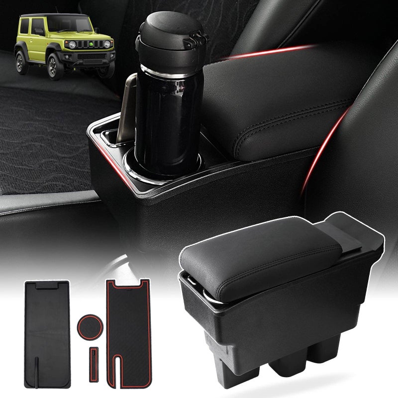 Autorder Center Console Storage Box for Suzuki Jimny JB64WJB74W 20182025 Accessories Armrest Box Replacement with Cup Holder Insert