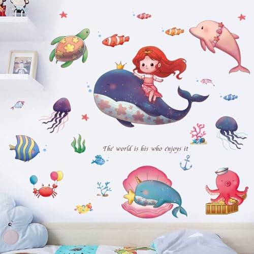 HEUREKA 3D Dolphin Whale Shark Underwater CreatureVinyl Kids Room Nursery Wall Sticker(70 CM X 50 CM) - Image 1