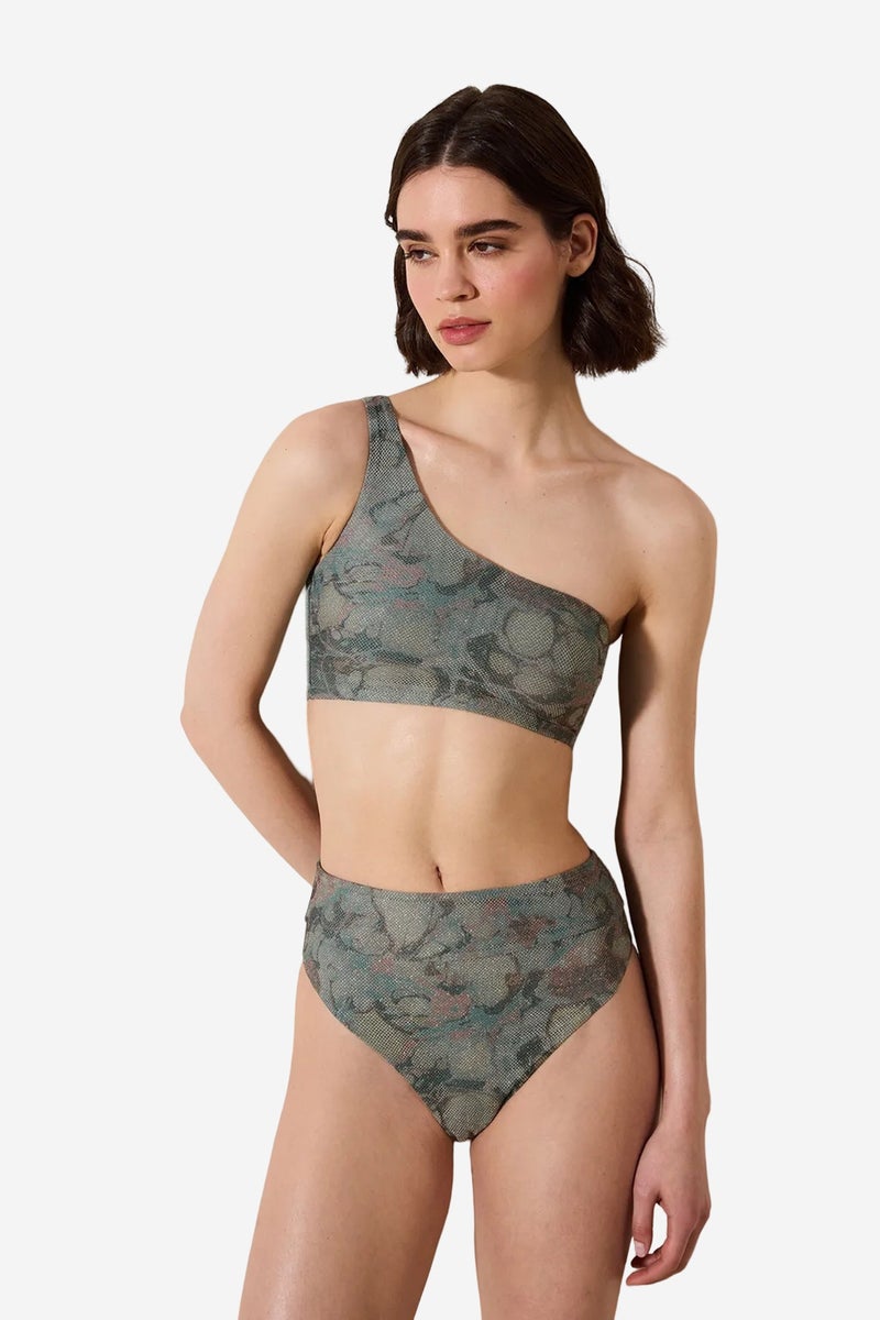 PENTI Estela Vintage High Waist Mesh Detail Bikini Bottom - Image 4